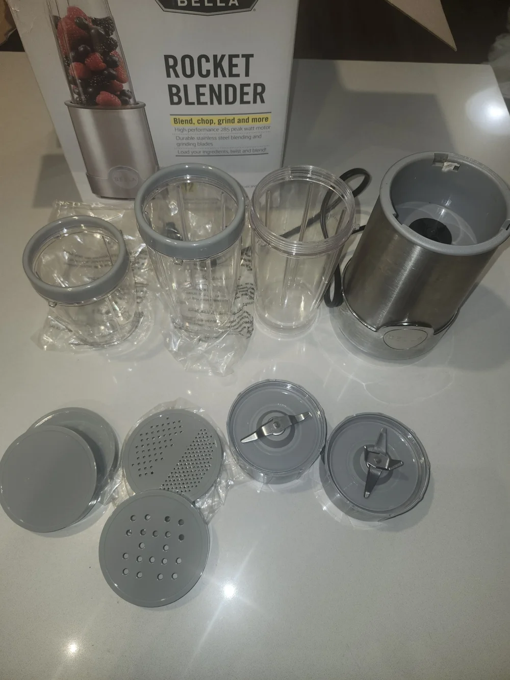 Bella Vita Rocket Blender - Silver with Clear Cup and Yellow Accent